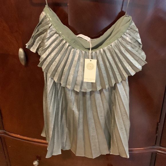 Ramy Brook Ryleigh Pleated Gunmetal Metallic Strapless Minidress, Size 4, NWT - Picture 7 of 8